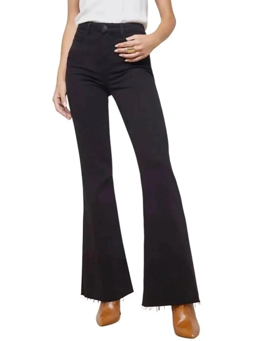 L'AGENCE  Sera High Waist Flare Black Denim Jeans Size 26 New